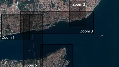 Image satellite de la ville de Lisbonne au Portugal