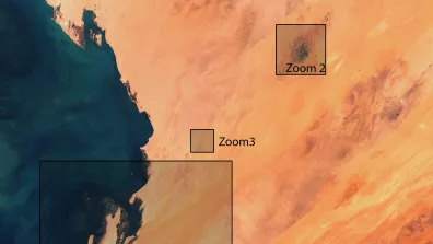 Image satellite de la côte septentrionale de Mauritanie