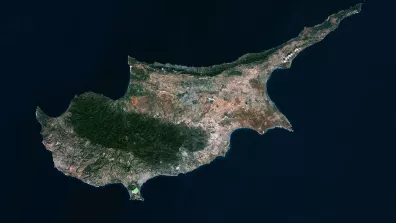 Image satellite de l'île de Chypre, à l’est de la mer Méditerranée