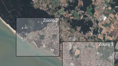 Image satellite de Royan station balnéaire, située à l'embouchure de l'estuaire de la Gironde