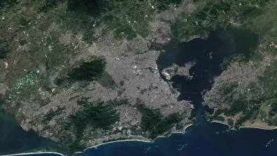 Image satellite de Rio de Janeiro sur la cote est du Brésil
