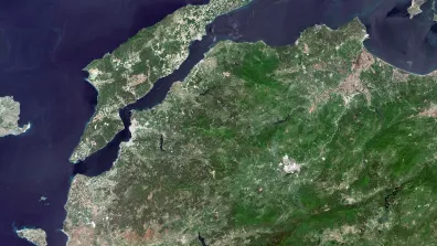 Image satellite du détroit des Dardanelles, passage maritime reliant la mer Égée à la mer de Marmara