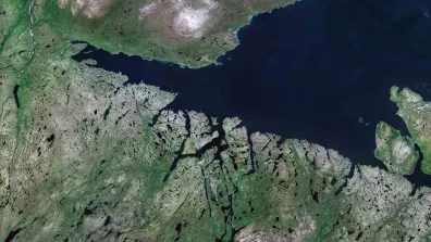 Image satellite de la région de Kirkenes, une localité du nord de la Norvège