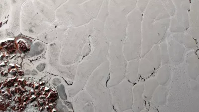 Structures polygonales observées à la surface de Sputnik Planitia sur Pluton