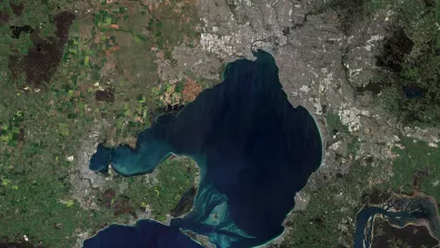 Image satellite de Melbourne, situé sur le Sud-Est de l'Australie