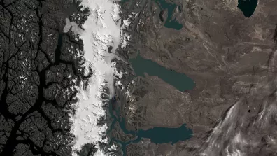 Image satellite de la frontière entre le Chili et l'Argentine