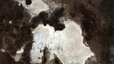 Image satellite du salar d'Uyuni, dans les Andes, au sud-ouest de la Bolivie