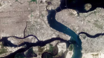 Image satellite de la ville de Lagos, la plus grande ville du Nigéria