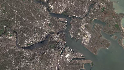 Image satellite de la ville de Boston, capitale du Massachusetts aux États-Unis