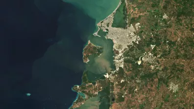 Image satellite de la région de Carthagène des Indes sur la côte caraïbe de la Colombie