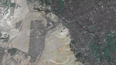 Image satellite de Gizeh sur la rive ouest du Nil, près du Caire