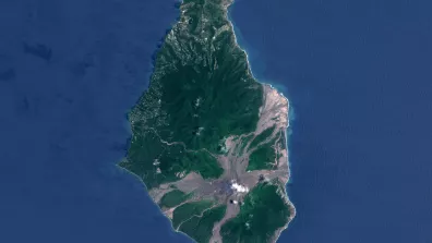 Image satellite du Montserrat située dans l'arc formé par les Petites Antilles