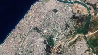 Image satellite de l'aggolmération de Rabat-Salé au nord-ouest du Maroc
