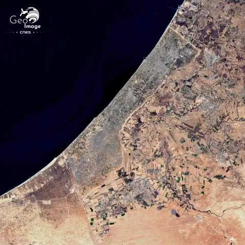 Vue régionale de la bande de Gaza