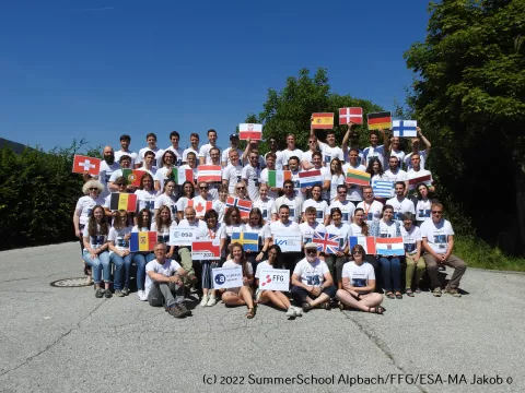 Photo d'un groupe de personnes tenant des drapeaux des pays européens