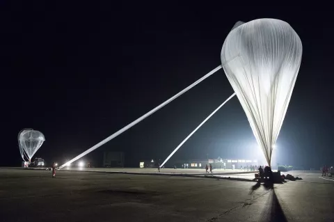 Ballon stratosphérique ouvert (BSO) sur le site d'Aire du l'Adour.