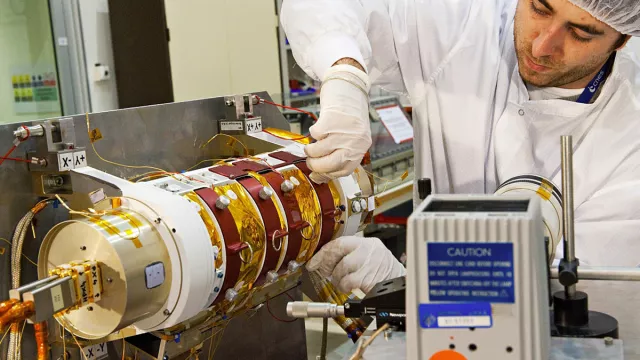 Un exemplaire de l’instrument ScaRaB en cours de tests