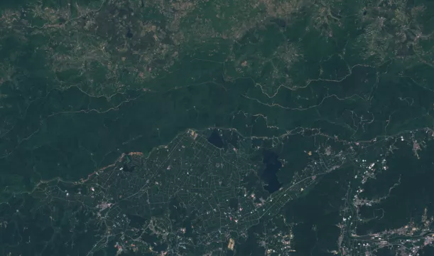 Image satellite de la frontière Corée du Nord - Corée du Sud 