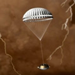 Descente d'Huygens dans l'atmosphère de Titan. Crédits : ESA