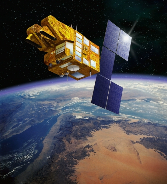 Satellite SPOT-5 en orbite depuis 2002. Crédits : CNES/Ill. D. Ducros.