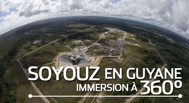 Visite à 360° de l'ensemble de lancement Soyouz, en Guyane. Crédits : CNES