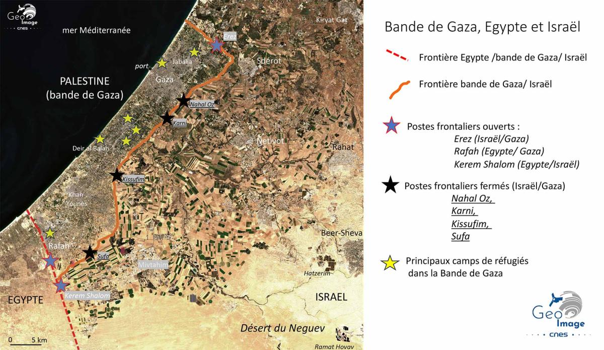 Repères géographiques de la bande de Gaza