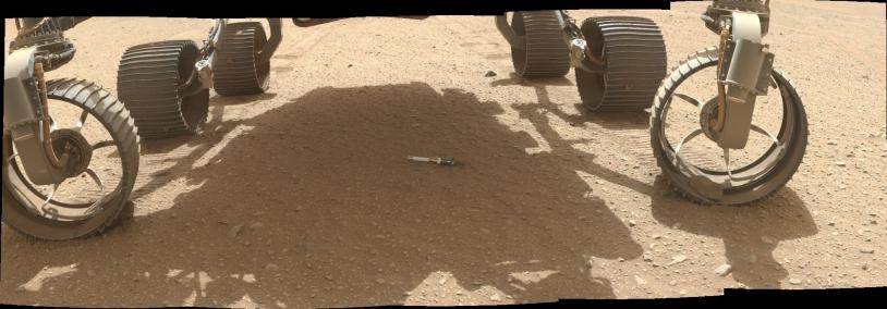 Dépôt du premier tube d'échantillons par Perseverance sur le sol de Mars le 21/12/2022