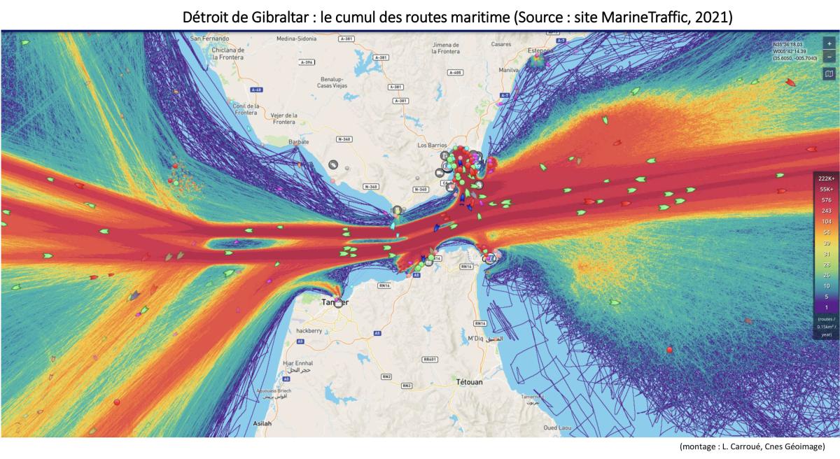 Image satellite du détroit de Gibraltar