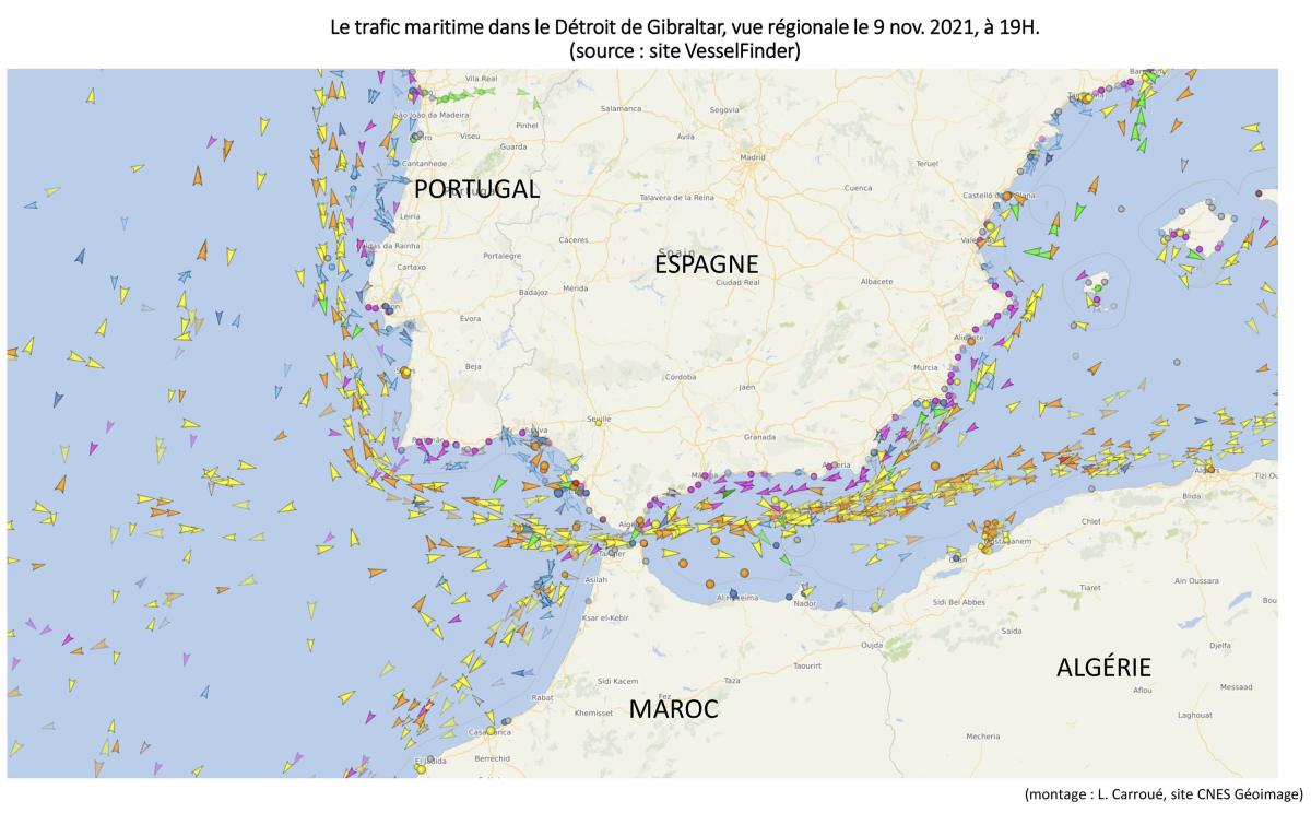 Image satellite du détroit de Gibraltar