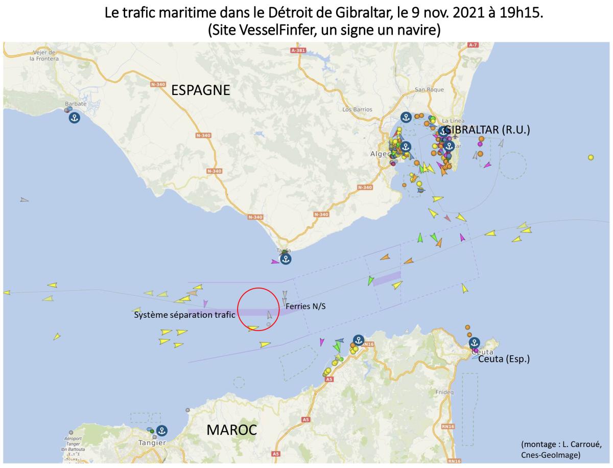 Image satellite du détroit de Gibraltar