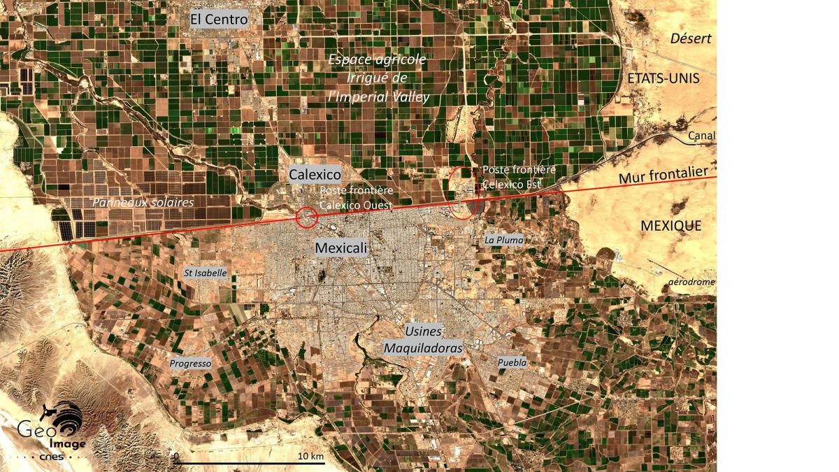 Image satellite de la frontière américano-mexicaine