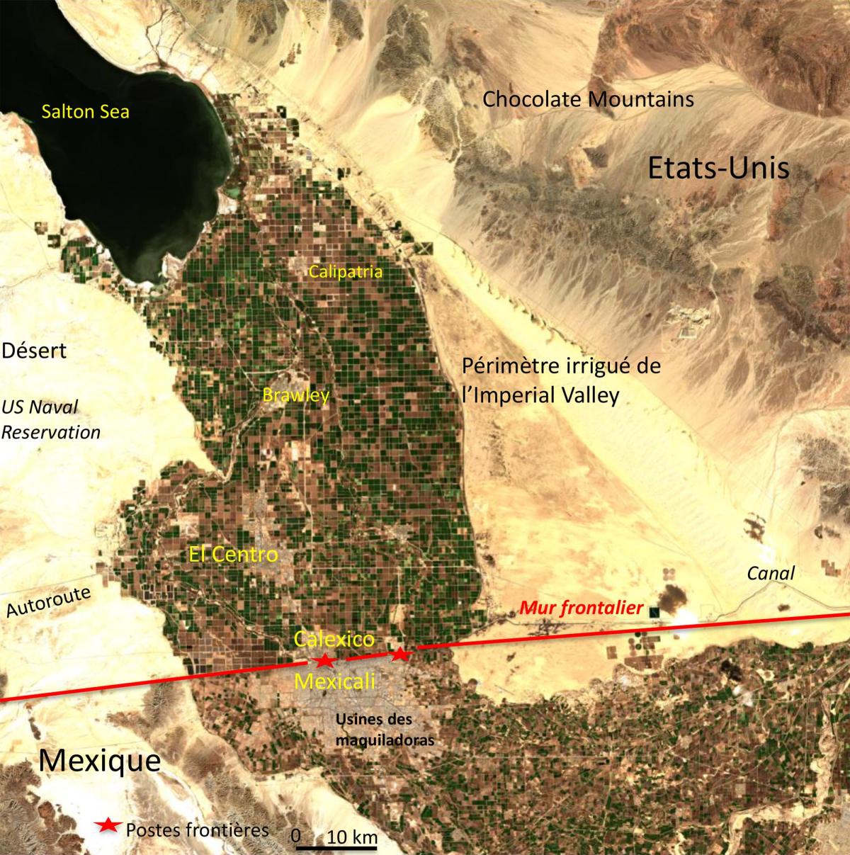 Image satellite de la frontière américano-mexicaine