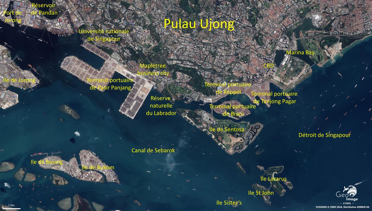 Image satellite de Singapour Image satellite de Singapour