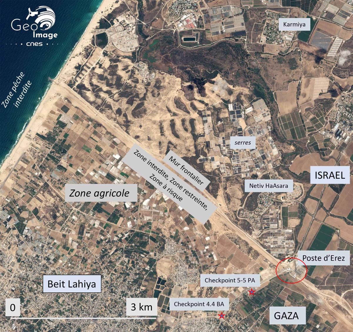 Image satellite de la bande de Gaza