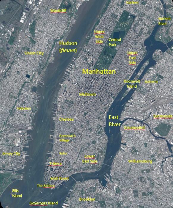 Image satellite de Manhattan sud