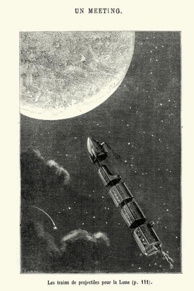 Illustration à l'intérieur du livre De la Terre à la Lune de Jules Verne