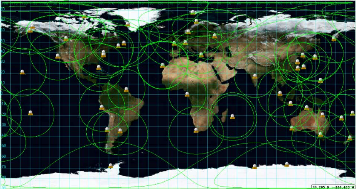 Carte de répartition mondiale des stations de réception des signaux Argos