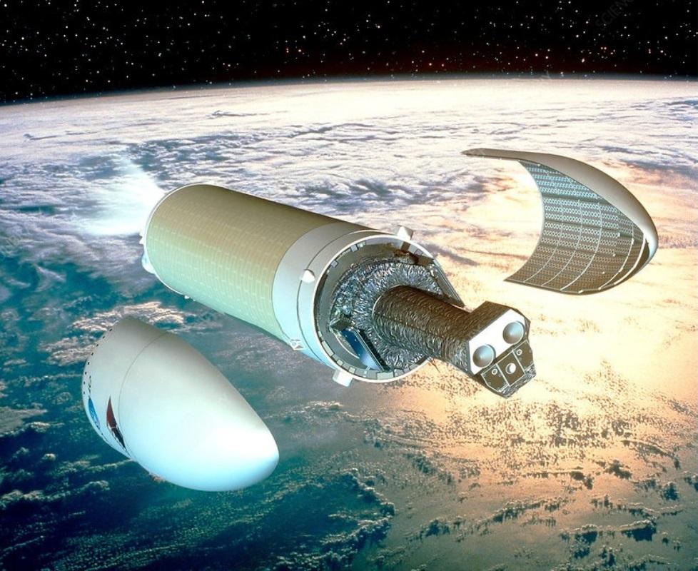 Vue d’artiste de l’ouverture de la coiffe d’Ariane 5 