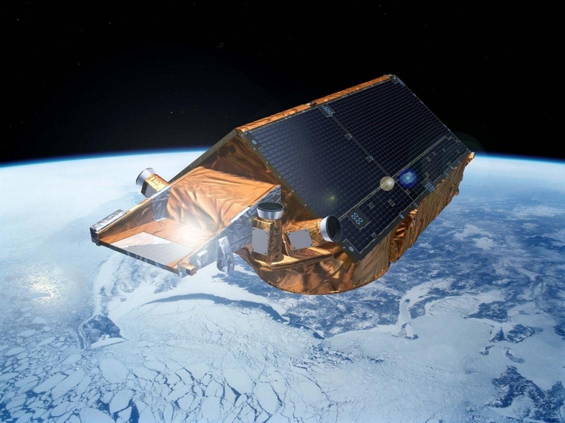 Illustration du satellite CryoSat-2 en orbite terrestre Illustration du satellite CryoSat-2 en orbite terrestre