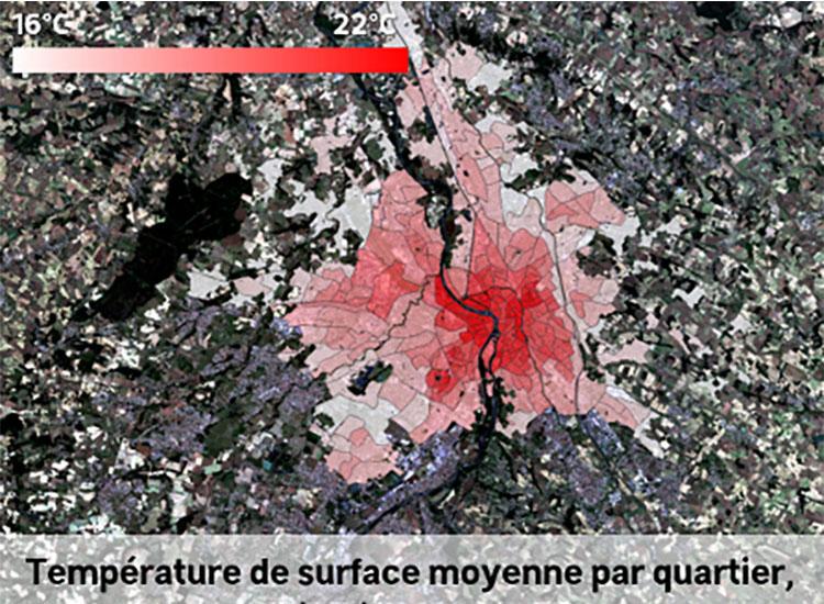 Carte de températures urbaines Carte de températures urbaines