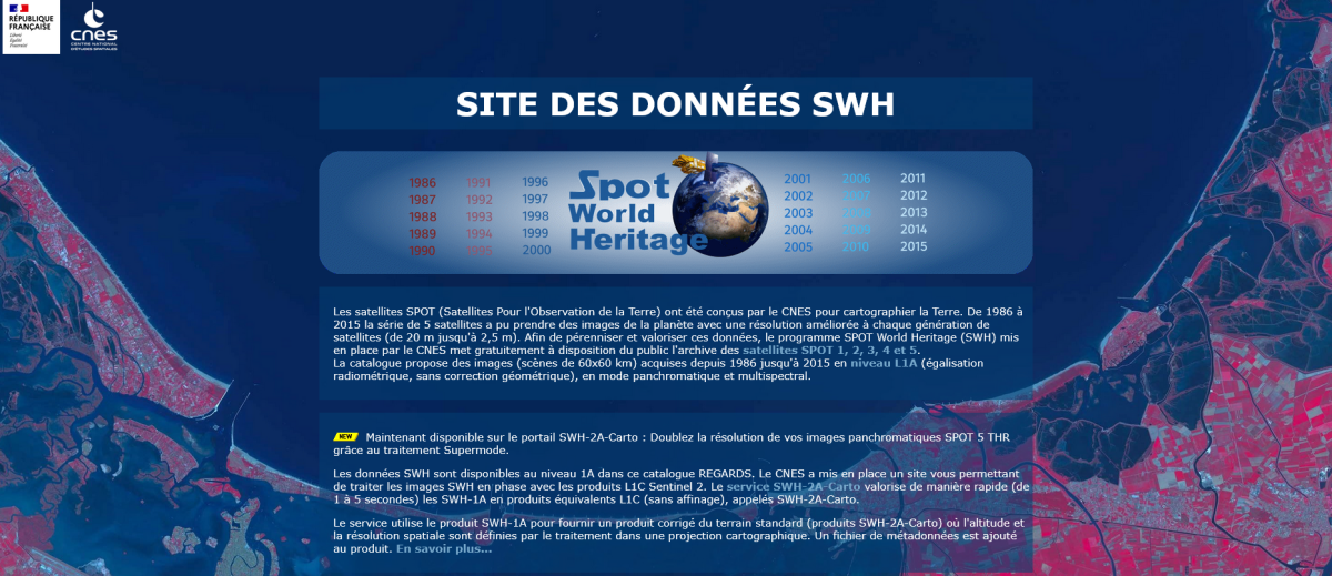 Capture d’écran du site des données SPOT World Heritage Capture d’écran du site des données SPOT World Heritage