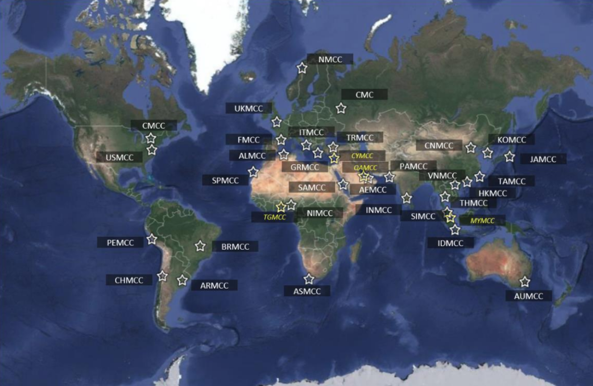 Carte des Centres de Contrôle Mission Cospas-Sarsat Carte des Centres de Contrôle Mission Cospas-Sarsat