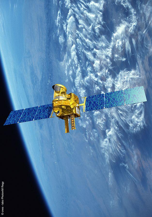 Vue d’artiste du satellite Megha-Tropiques en orbite Vue d’artiste du satellite Megha-Tropiques en orbite