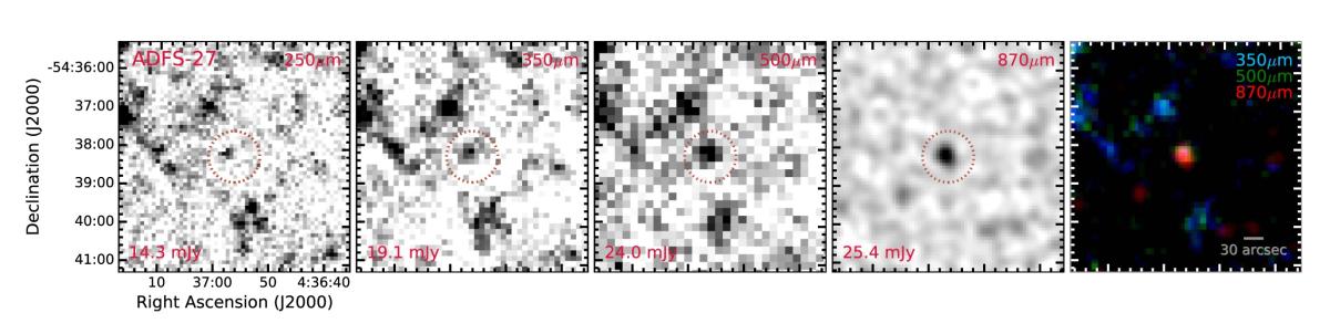 Images de l’objet résultant d’une collision de galaxies ADFS-27