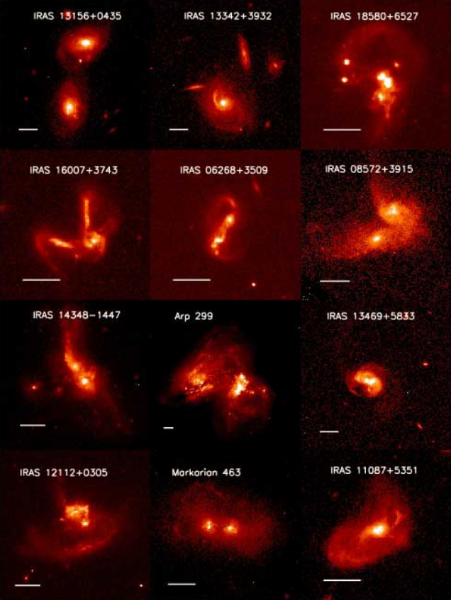 Exemples d’UltraLuminous InfraRed Galaxies (ULIRGs) par le télescope spatial Hubble