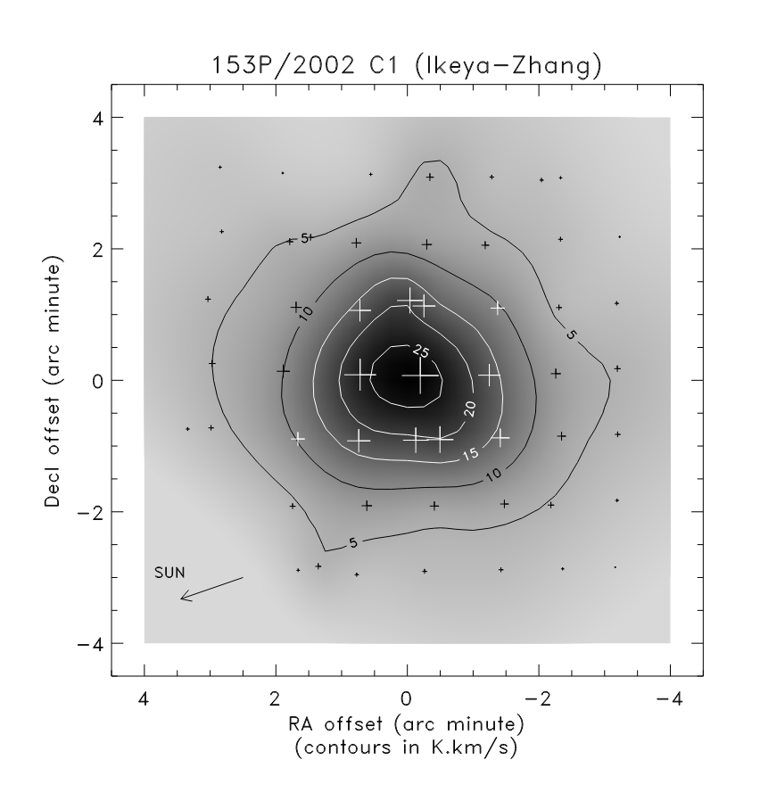 Cartographie spatiale du signal de la raie à 557 GHz dans le spectre de la comète 153P/2002 C1 (Ikeya-Zhang)