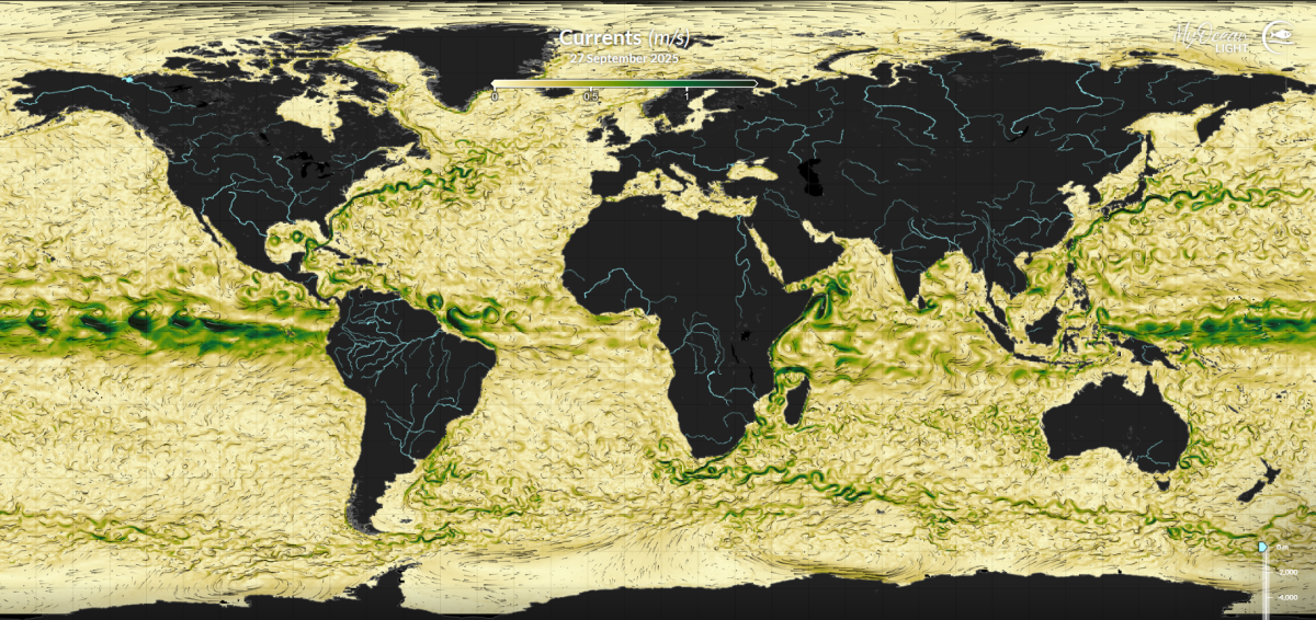 Prévision de courants de surface au 27/09/2025