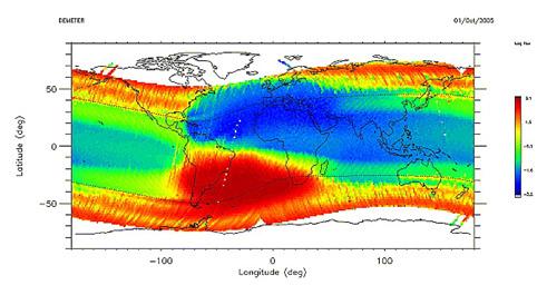 Distribution géographique du flux des électrons de 200 keV quasi piégés