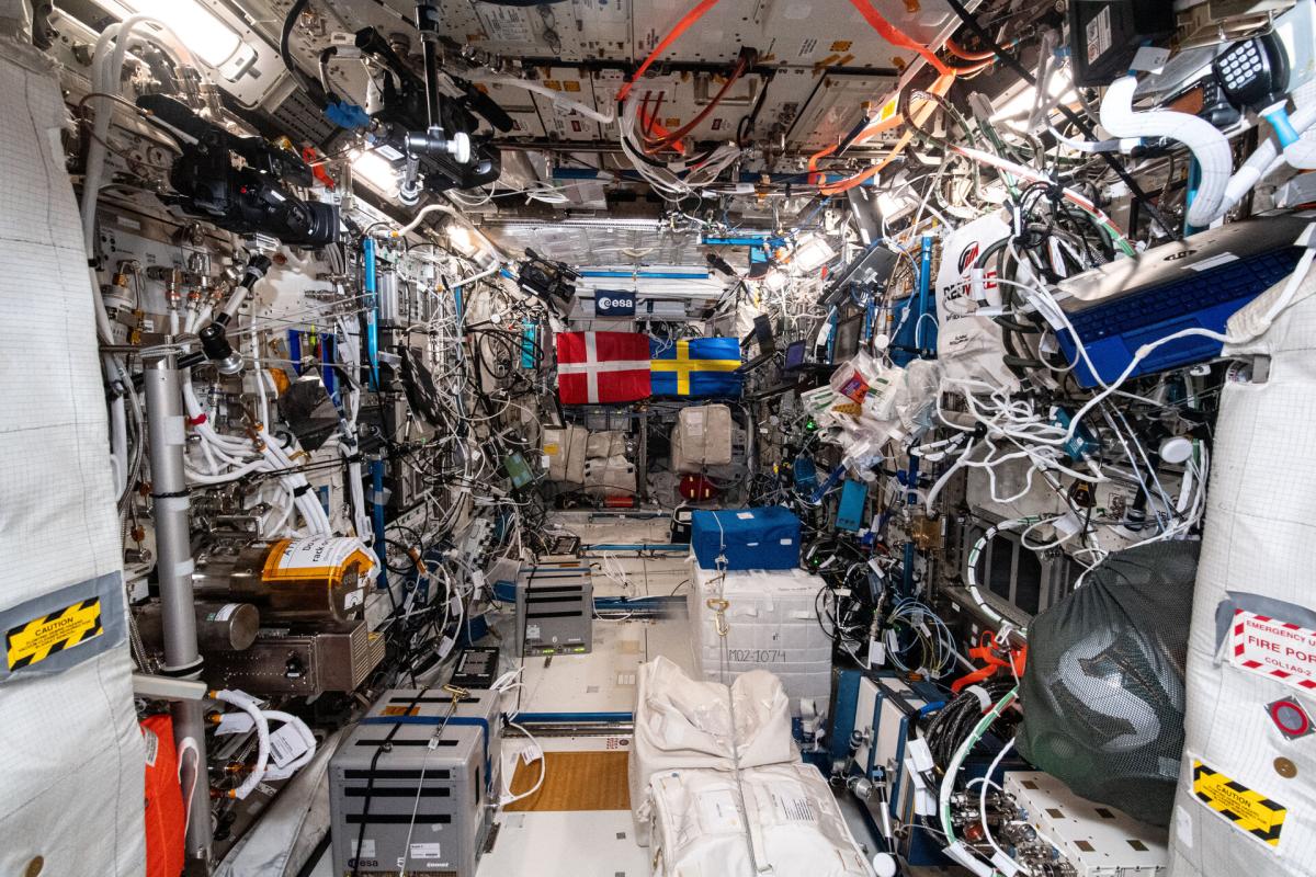 Le module européen Columbus de l’ISS où sont opérées de nombreuses expériences développées par le Cadmos