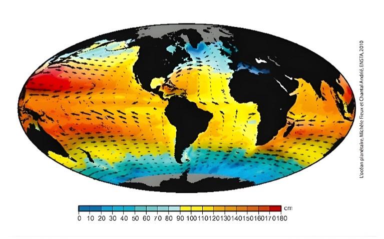 Carte de la topographie dynamique moyenne